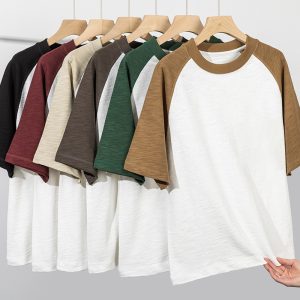 Contrast color Bamboo Cotton T-shirts [ 300 GSM ][ oversied] [ unsex ] [ Raglan sleeve ] [ 80% Cotton 20%polyester fiber]