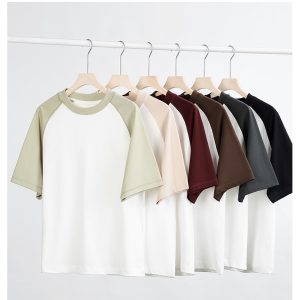 Contrast color Long-staple Cotton  T-shirts [ 300 GSM ][ oversied] [ unsex ] [ Raglan sleeve ]